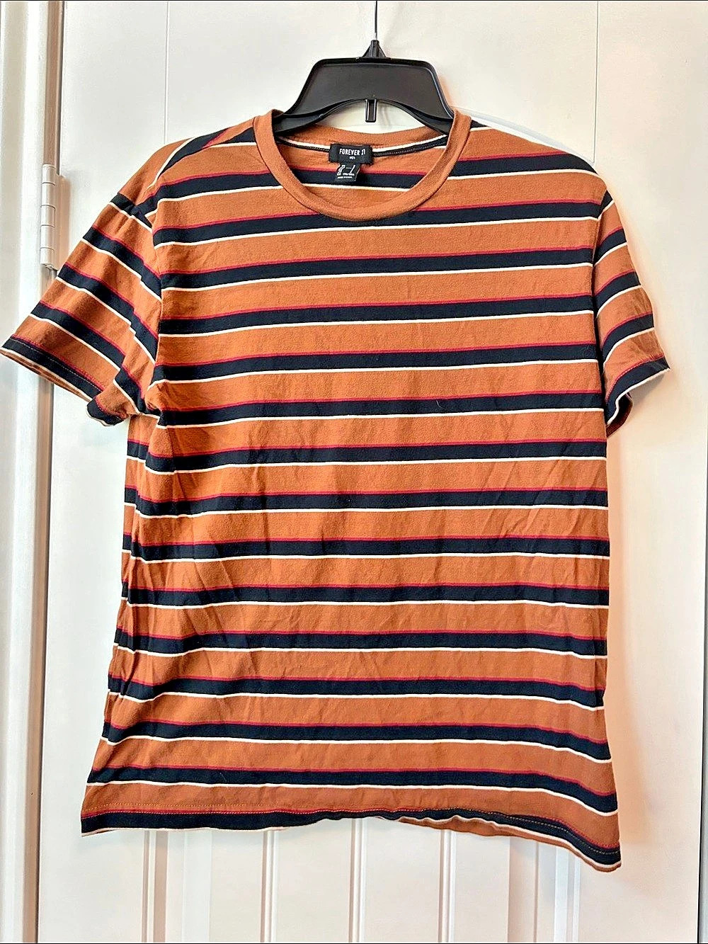 Forever 21 Striped Short Sleeve Tee in Brown & Black Size Small